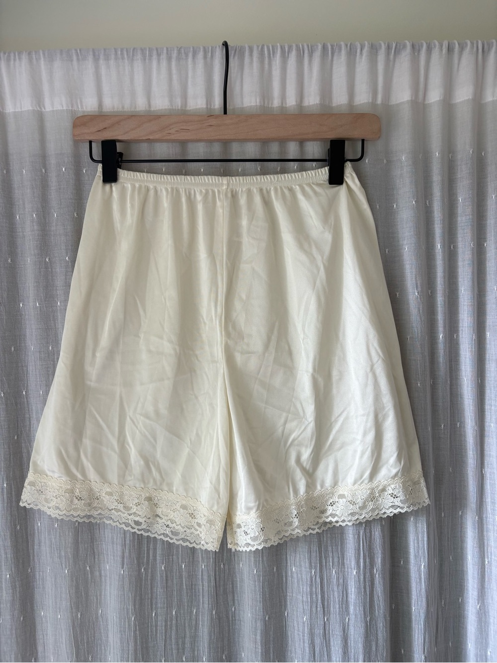 Vanity Fair Cream Nylon Slip Shorts with Lace Hem